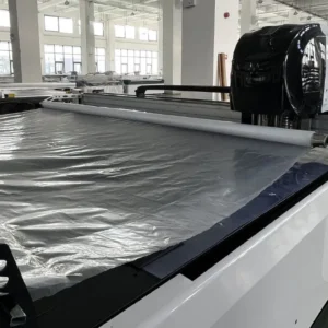 automatic fabric cutting machine plastic film covering fabric