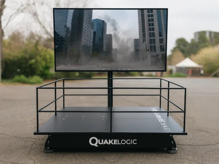 A 250-kg payload capacity servo-electro-mechanical shake table system with a ±200mm stroke, designed for testing building models and demonstrating resonance effects.
