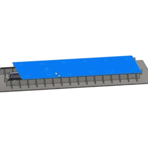 A large-scale servo-electric shake table with a 2-ton payload capacity, 1g acceleration, and a ±200 mm stroke designed for flume-based and geotechnical research testing.