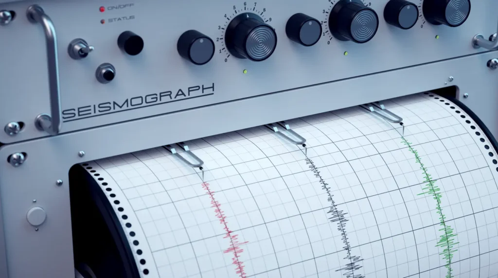 Seismograph used for seismic monitoring and data analysis