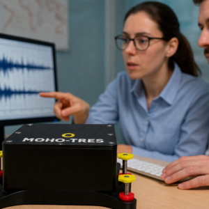 MOHO-TRES compact triaxial seismograph in a seismic monitoring workspace