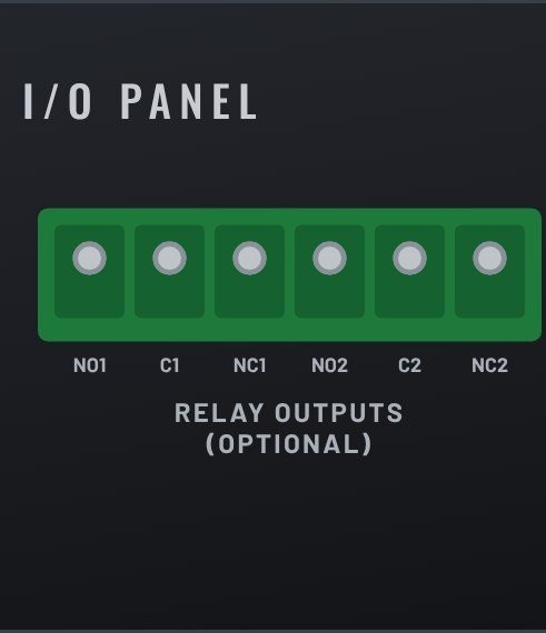 QuakeAlert™ optional Form C relay outputs on the I/O panel